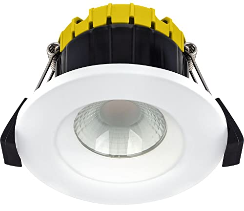 Luceco Ftype Compact Regressed Dim2Warm 6W 480Lm Dimmable Fire Rated Downlight - Ip65 - White Bezel Inc - 2200K-2700K