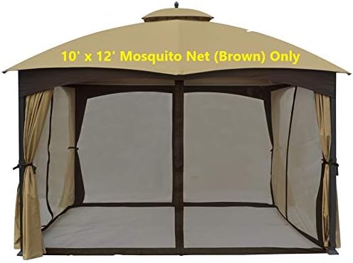 APEX GARDEN 10 Ft. x 12 Ft. Gazebo Replacement Mosquito Netting (Brown)