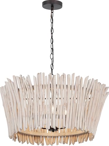 Maxim Lighting 22426WWTBZ Baywood 30" Driftwood Chandelier, Textured Bronze