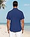 J.VER Men's Cotton Linen Short Sleeve Shirts Casual Button Down Shirt for Men Beach Cruise Tropical Work Tops Royal Blue X-Large