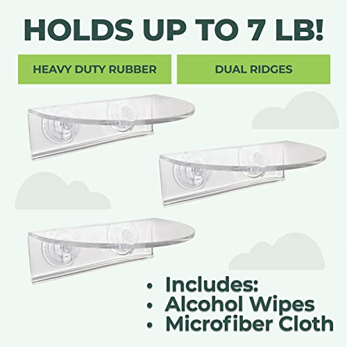 Image of Window Garden Veg Ledge Suction Cup Window Shelf - Create an Indoor Garden, Hold Your Planter Pots, Seed Starter, Figurines on Your Window. Grow Herbs, Microgreens, Succulents, Sleek (3 Pack)