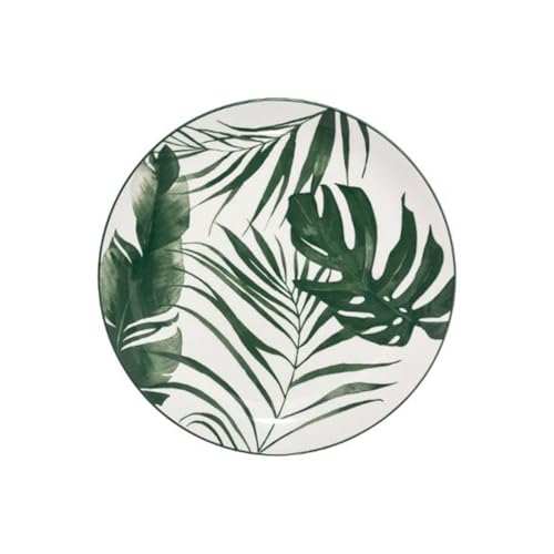 Secret de Gourmet - Lot de 6 Assiettes Plates Palme 26cm Vert