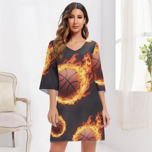 Robe trapèze d'été col en V ample solution confort coupe légère