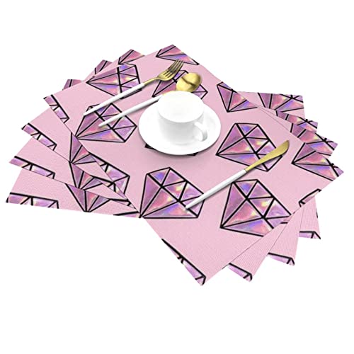 Set de table resistant a la chaleur rose 30x45 rectangulaire lavable - 3