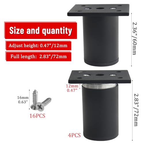 WMYCONGCONG 4 Pcs Furniture Feet Cabinet Metal Kitchen Legs Black - Image 2
