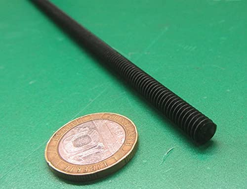 Black Nylon 6/6 Fully Threaded Ro, RH 1/4"-20 x 24 Length 3 Pcs.