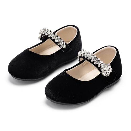 Image of PHIRAMIN Toddler Flower Girl Glitter Dress Shoes Little Girl Ballet Flats Bow Wedding Party