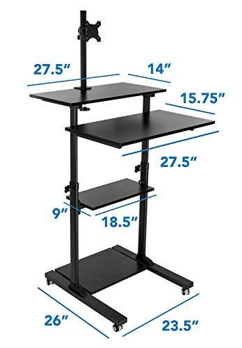 Mount-It! MI-7942B Mount-It Mobile Stand Up Desk / Height Adjustable Computer Work Station Rolling Presentation Cart thumb #1