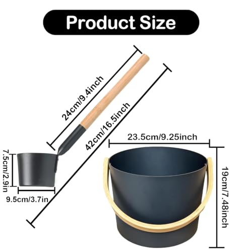 Sauna Bucket, 7l Sauna Bucket and Ladle Set, Sauna Accessories Kit, Aluminum Sauna Bucket and Ladle for Bathrooms, Saunas & Steam Baths - Image 2