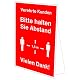 Abstand halten Aufsteller für Theken, Tische und Kassen