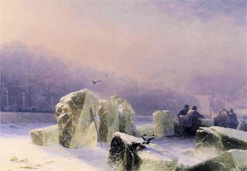 Cuadro en lienzo Rompighiaccio sulla Neva de Ayvazovsky para decoración de paredes de 60x90cm