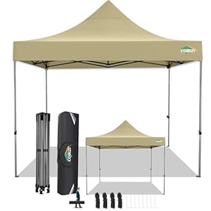 COBIZI 10×10 Pop Up Canopy Without Sidewall 10 x 10 ft Khaki