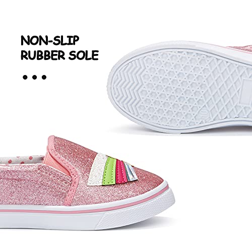 K Komforme Toddler Sneakers For Girls Boys Slip On Canvas Walking Shoes, Size 1 Big Kid, Pink Star #TOP3