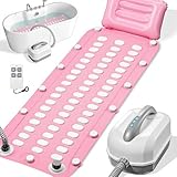 Doroino Upgraded Bubble Bath Mat Tub Spa Massager, Portable Full-Body Bathtub Bubble Mat Non-Slip & Remote Control, Motorized Air Pump, 6-Speed Bubbles for Home Ultimate Relaxation (Pink)