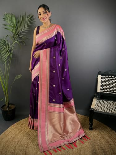 Image of SGF11 Women's Kanjivaram Pure Soft Silk Saree With Unstitched Blouse Piece