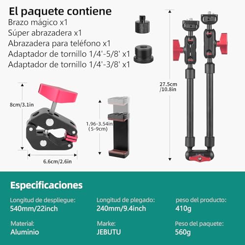 Brazo Mágico de 57 cm con superabrazadera flexible de 360 grados para móvil y cámara 6