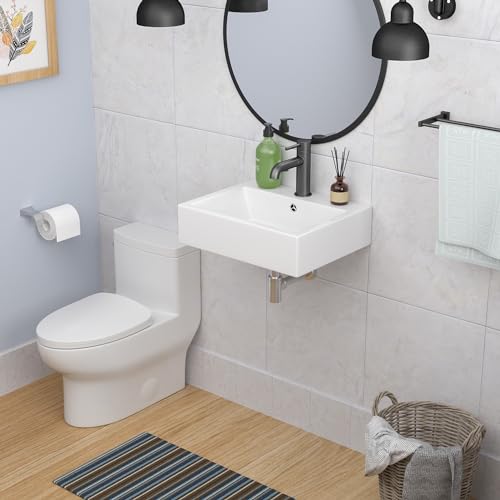 Lavabo rectangular de baño suspendido para ganar espacio en aseos pequeños 7