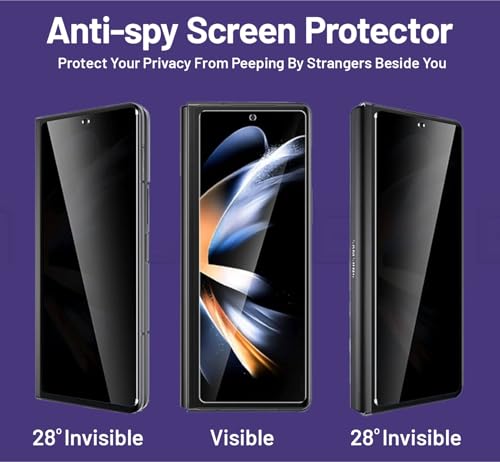 Image of HUMBLE Privacy Tempered Glass Screen Protector For Samsung Galaxy Z Fold 4 For Front Screen (6.2 Inches) With 9H Hardness Edge To Edge Coverage And Easy Self Installation Kit (PT-FOLD4) - Black