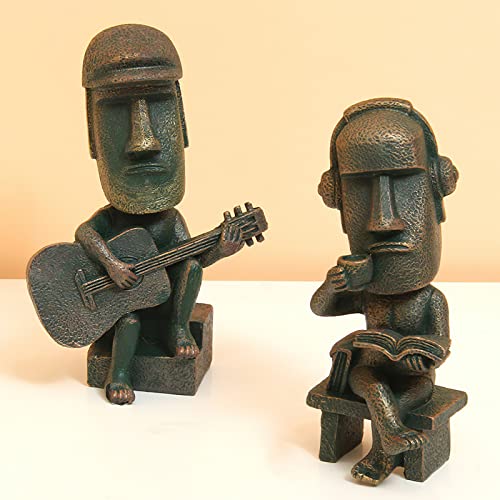 Crcah Moai Statue Decor - 6 Inch Easter Island Oranment Resin Stone Decoration For Room Accessories Antique Sculpture For Office Desktop (Read A Book) #TOP3