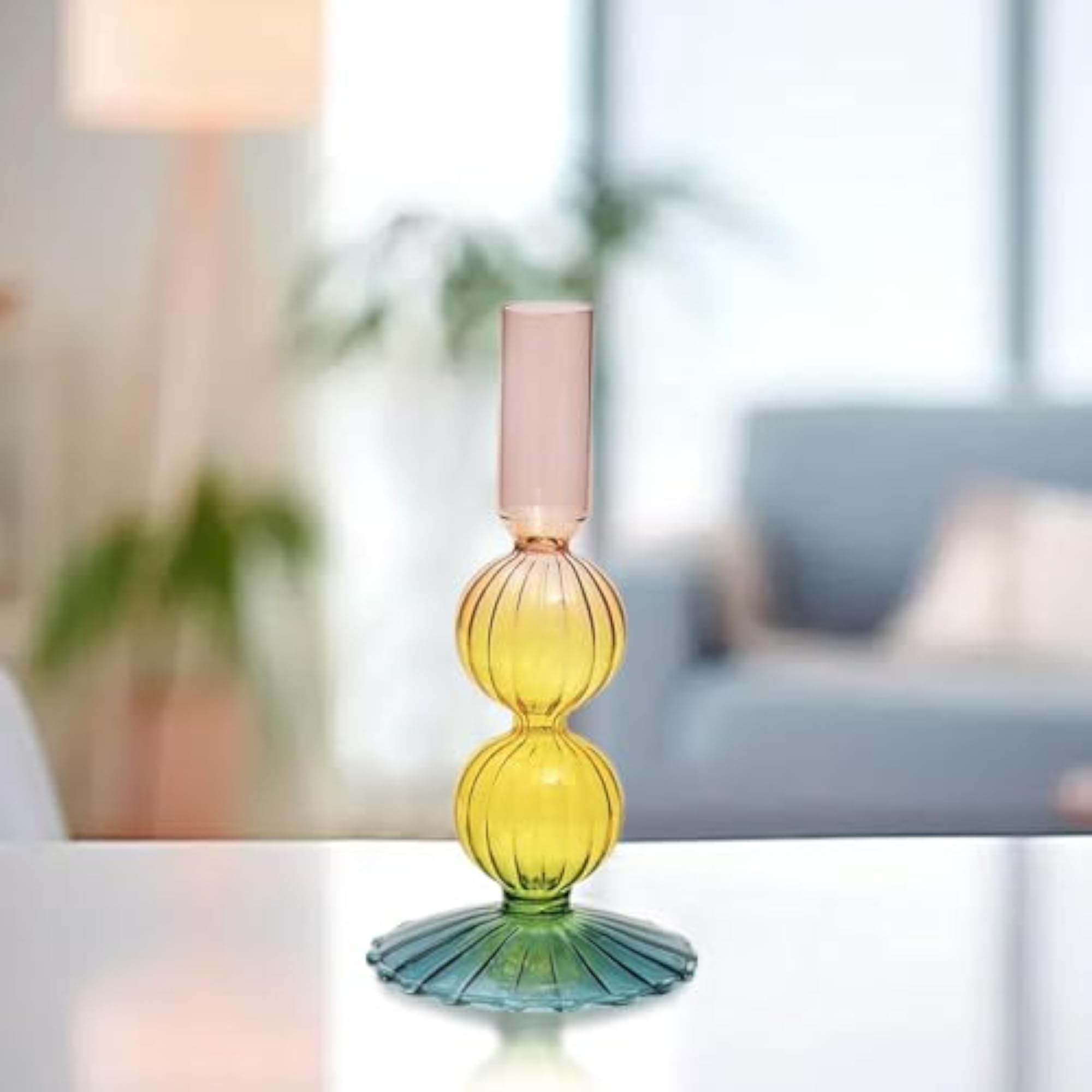 Glass Candle Holder, Retro Candlesticks