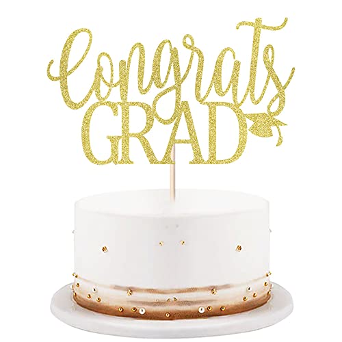 LVEUD Congrats Grad Cake Topper,Congratulations Cake Toppers 2025 Graduation Cake Topper for 2025 Graduation Party Cake Decorations (gold)