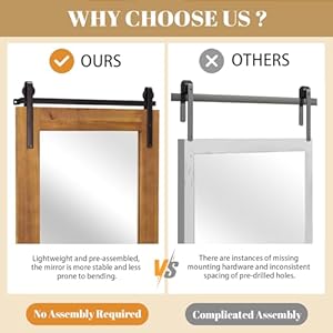 Farmhouse wall mirror 40 x 26 rustic wood framed wall mirrors barn door style large rectangle decorative wall mounted mirror for bathroom living room bedroom entryway brown  urban country home decor