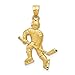 Satin 14 carats et diamant coupe JewelryWeb-Pendentif Hockey Player