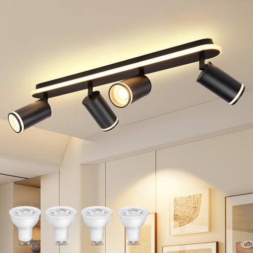 URing Deckenstrahler 4 Flammig Deckenlampe Schwarz...