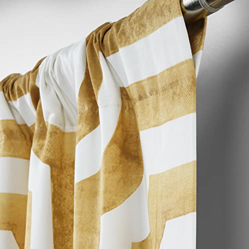 Image of HPD Half Price Drapes Geometric Printed Curtains 108 Inches Long Luxury Cotton Curtains (1 Panel) Room Darkening Window Curtains for Bedroom & Living Room, 50W x 108L, Mecca Geometric Gold