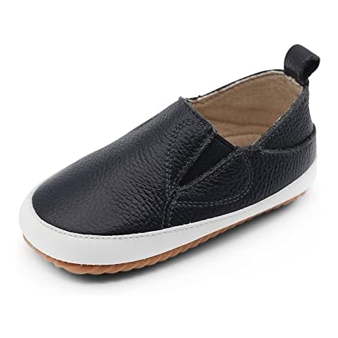 Dotty Fish Leather First Walking Infant Shoes. Non Slip. Navy Blue. Slip on Sneakers. US 5-6 Cover
