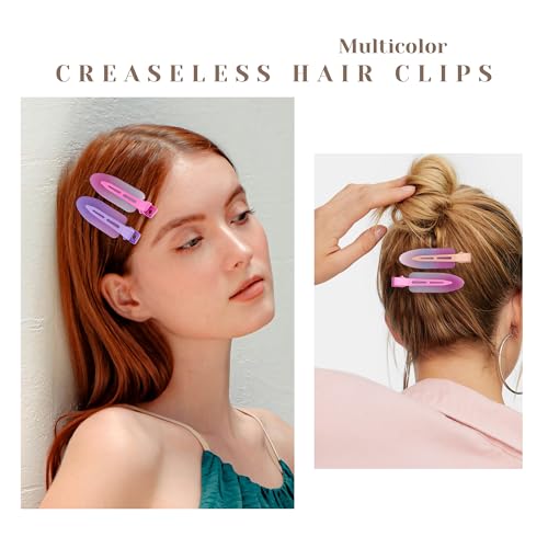 10 Pcs Creaseless No Crease No Bend Flat Hair Clips For Styling Non Slip Makeup Clips For Women Salon Hairstyle,Assorted Purple Pink