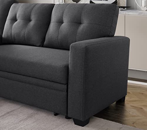 Devion Furniture Russ Sectional Sleeper Sofa Bed, Dark Gray #TOP4
