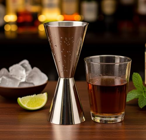 Image of eSplanade Brass Liquor Peg Measuring Glass Jigger Bar Tool - Double Sided - 30 and 60 ml (silver(Double Sided))