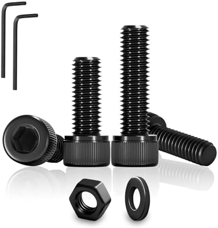 PDKKFF 80 Stück M3x16mm Zylinderschrauben Innensechskant Schwarz Set | Kohlenstoffstahl DIN912 Zylinderkopfschrauben mit Muttern Unterlegscheiben für Auto, Möbel, 3D-Druck, Maschin