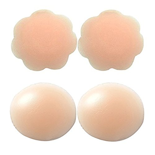 2 Pairs Pasties Adhesive Silicone Covers Reusable 2 Pair Breast Petals Skin Color