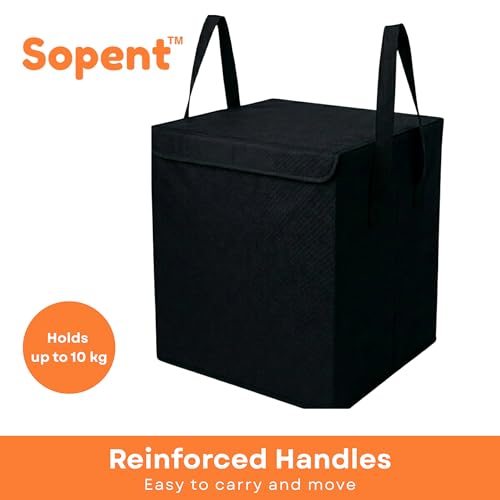 Image of Sopent Black Toy Storage Box & Storage Box and Organiser with Lid - Foldable Fabric Toys Organizer for Kids Room, Kids Storage Basket (33x33x43cm, 50L)