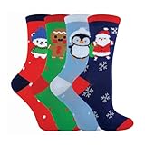 4 Pairs Kids Cotton Rich Christmas Socks