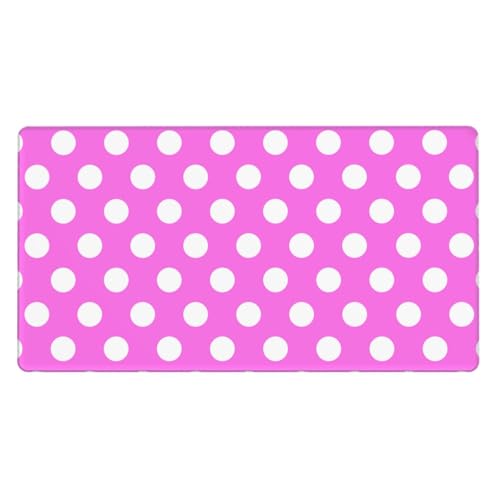 Grand tapis de souris de jeu rose à pois pour PC et ordinateur portable