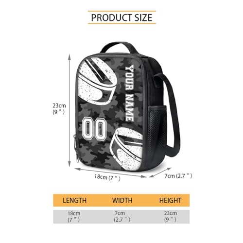 Camo Hockey Print Backpack Set for Boys 6-10, Customzied School Backpack Set with Lunch Bag Pencilcase Water Bottle Sling Bag Personalized Name Knapsack Bookbag Set, Gray4