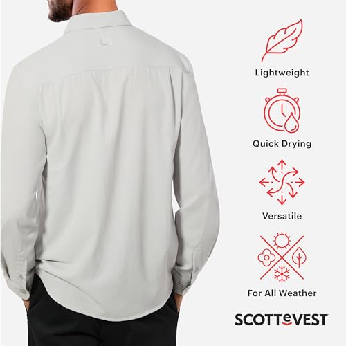 SCOTTeVEST Adventurer Long Sleeve Shirt for Men - 6 Hidden Pockets - Quick Dry Button Down for Travel & More3