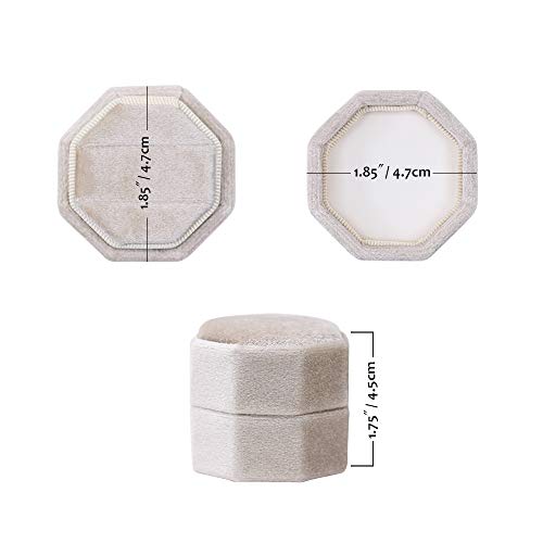 Blutete Velvet 2 Slots Jewelry Ring Box Engagement Wedding Box Keepsake Box Bridal Photo Ring Double Slots Octagon (Champagne) #TOP1