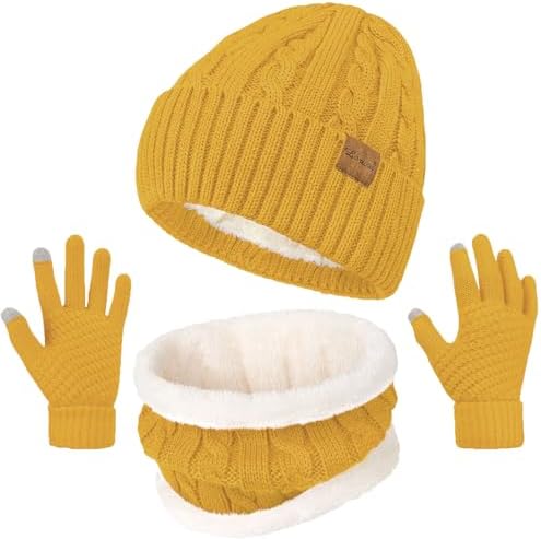 Loritta Chapéu de inverno quente tricotado grosso largo gorro de ...