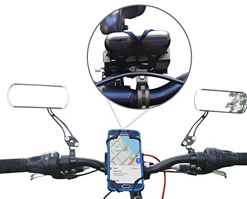 Buyshopus 2 Bicycle Mirror and Phone Holder Handlebar Set 360° Rotation Bike Mount