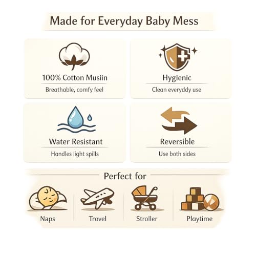 Image of 100% Cotton 6-Layer Muslin Baby Blanket | Super Soft, Breathable & All Seasons Multipurpose Blanket for Babies (Parachute - Camel)