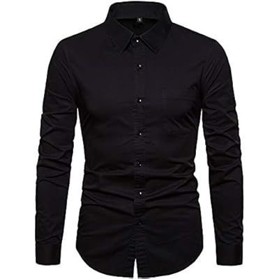 VANCOOG Mens Long Sleeve Casual Button Down D...