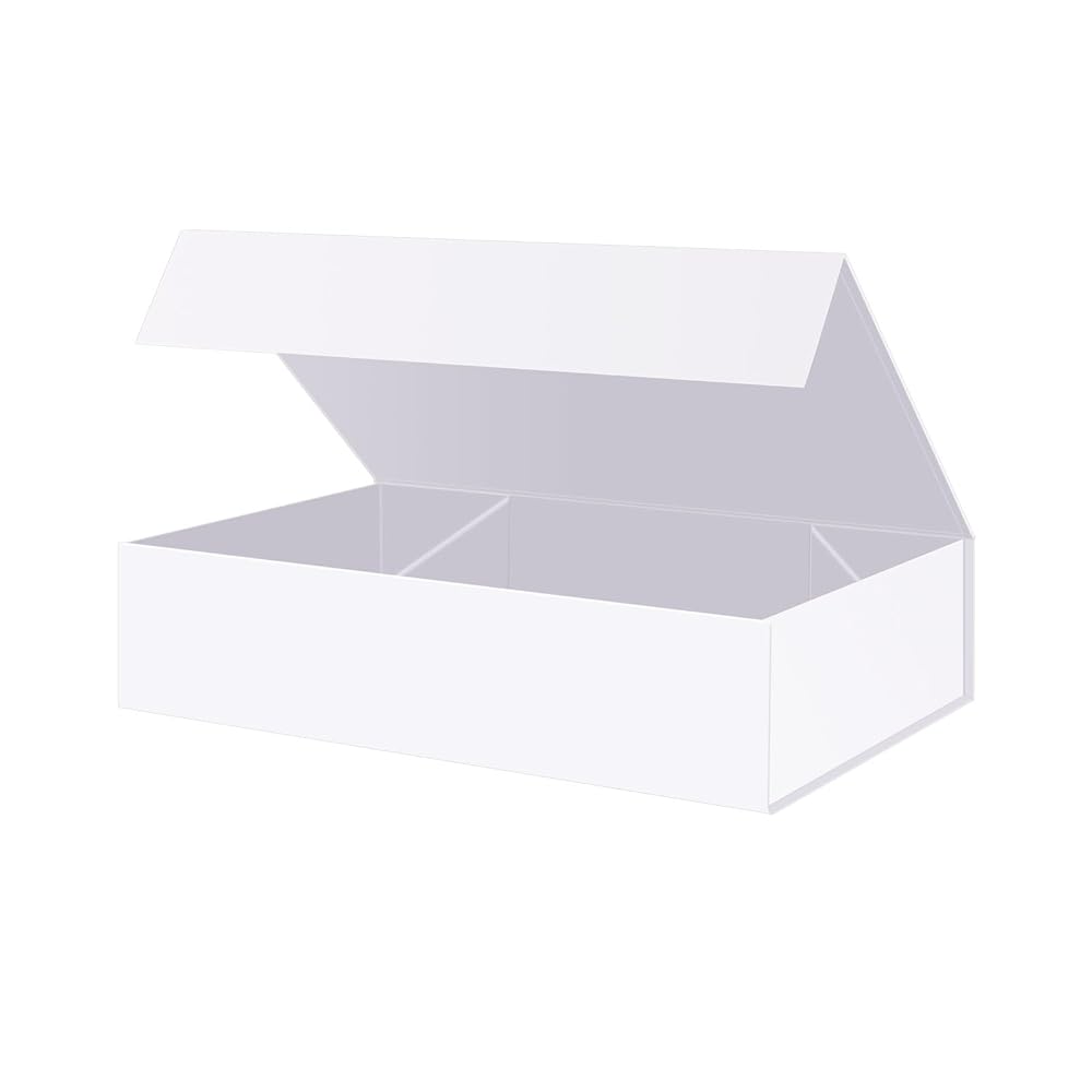 BLK&WH Extra Large Gift Boxes 17x11x4 Inches, White Gift Boxes with Magnetic Closure Lid, Sturdy Shirt Boxes, Rectangle Collapsible Boxes for Clothes (Matte White)