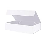BLK&WH Extra Large Gift Boxes 17x11x4 Inches, White Gift Boxes with Magnetic Closure Lid, Sturdy Shirt Boxes, Rectangle Collapsible Boxes for Clothes (Matte White)
