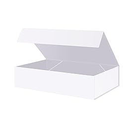 BLK&WH Extra Large Gift Boxes 17x11x4 Inches, White Gift Boxes with Magnetic Closure Lid, Sturdy Shirt Boxes, Rectangle Collapsible Boxes for Clothes (Matte White)