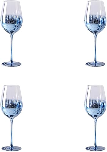 Juego de 4 copas de vino tinto de cristal azul, copa de cielo estrellado, para vino blanco y champán (4, copas de vino tinto, cielo estrellado azul)
