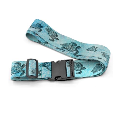 Image of WIRESTER Set of 2 Adjustable Luggage Straps With Buckle, Travel Secure Belt for Suitcase Baggage, Luggage Accessories - Ocean Sea Turtle